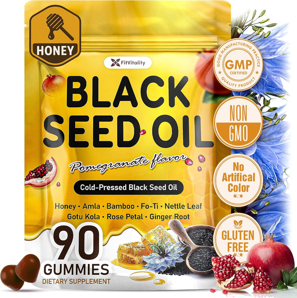 Black Seed Oil Gummies | Hair, Skin & Nail Nourishment | Pomegranate Flavor
