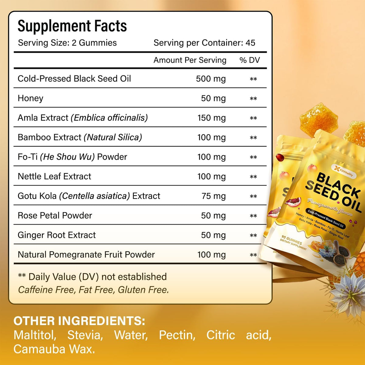 Black Seed Oil Gummies | Hair, Skin & Nail Nourishment | Pomegranate Flavor